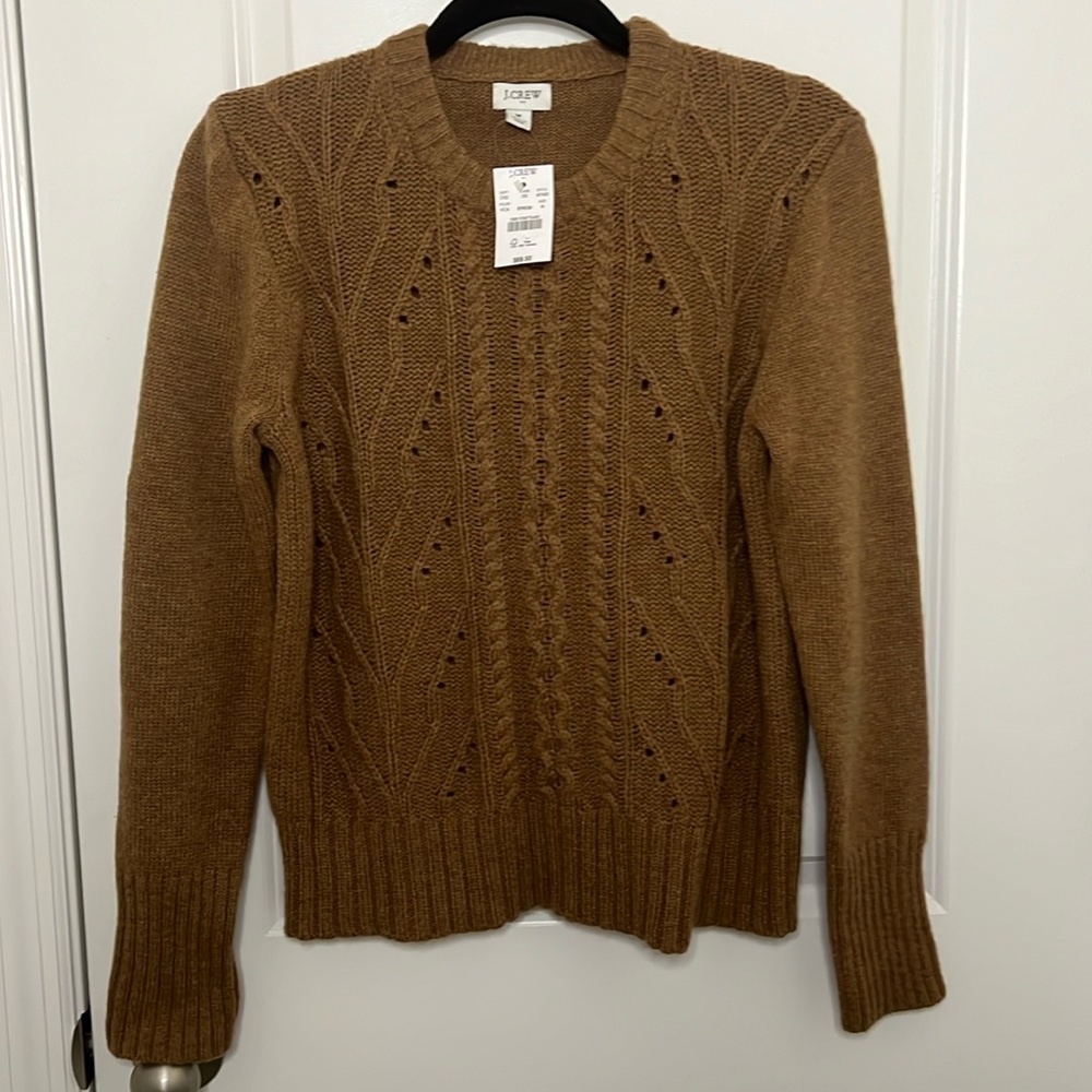 J. Crew Brown Cable Knit Sweater NWT Size Medium